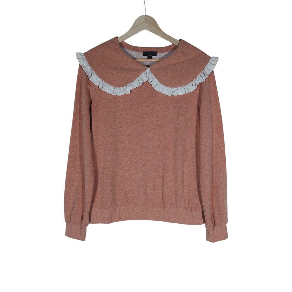 Current Air Womens Ruffle Collar Sweatshirt Small Preppy Vintage Soft Balletcore